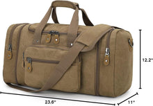 Load image into Gallery viewer, Canvas Duffle Bag for Travel 60L Duffel Overnight Weekend Bag(Coffee)