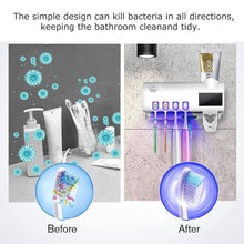 Load image into Gallery viewer, UV Light Sterilizer Toothbrush Holder Cleaner and Automatic Toothpaste Dispenser