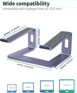 SOUNDANCE Laptop Stand, Aluminum Computer Riser, Ergonomic Laptops Elevator for Desk, Metal Holder Compatible with 10 to 15.6 Inches Notebook Computer, Purple