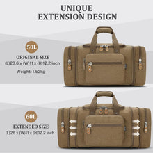 Load image into Gallery viewer, Canvas Duffle Bag for Travel 60L Duffel Overnight Weekend Bag(Coffee)