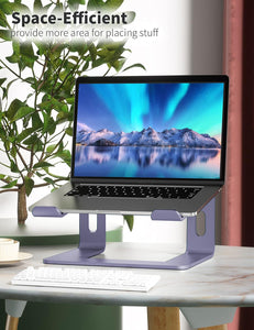 SOUNDANCE Laptop Stand, Aluminum Computer Riser, Ergonomic Laptops Elevator for Desk, Metal Holder Compatible with 10 to 15.6 Inches Notebook Computer, Purple