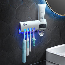 Load image into Gallery viewer, UV Light Sterilizer Toothbrush Holder Cleaner and Automatic Toothpaste Dispenser