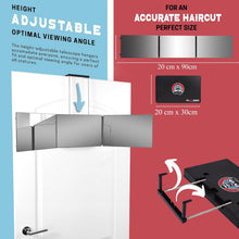 Load image into Gallery viewer, The 360 Mirror - 3 Way Mirror for Self Hair Cutting - Adjustable Trifold Barber Mirror to Cut Your Own Hair - Tri Fold Self Haircut System for Men and Women Braiding - Three Sided Mirror for Haircuts