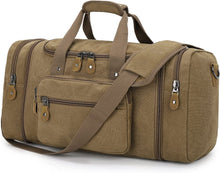 Load image into Gallery viewer, Canvas Duffle Bag for Travel 60L Duffel Overnight Weekend Bag(Coffee)