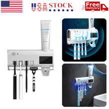 Load image into Gallery viewer, UV Light Sterilizer Toothbrush Holder Cleaner and Automatic Toothpaste Dispenser