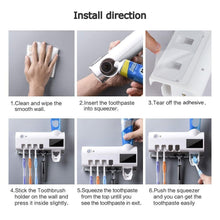 Load image into Gallery viewer, UV Light Sterilizer Toothbrush Holder Cleaner and Automatic Toothpaste Dispenser