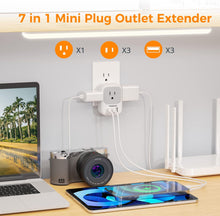 Load image into Gallery viewer, USB Charger Block, USB Plug Adapter with Electrical 4 Box Splitter 3 USB Wall Charger Ports, Multi Plug Outlet Extender Charging for Cruise, Travel, Office, Dorm Essentials