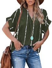 Load image into Gallery viewer, Women&#39;s V Neck Striped Loose Tee Tops