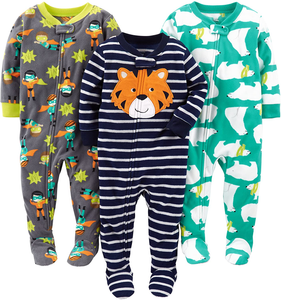 Simple Joys Toddler Boys' 3-Pack Loose Fit Fleece Footed Pajamas