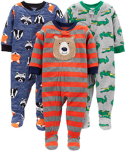 Load image into Gallery viewer, Simple Joys Toddler Boys&#39; 3-Pack Loose Fit Fleece Footed Pajamas