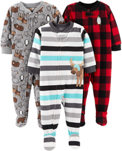 Load image into Gallery viewer, Simple Joys Toddler Boys&#39; 3-Pack Loose Fit Fleece Footed Pajamas