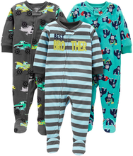 Load image into Gallery viewer, Simple Joys Toddler Boys&#39; 3-Pack Loose Fit Fleece Footed Pajamas