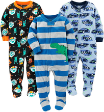 Load image into Gallery viewer, Simple Joys Toddler Boys&#39; 3-Pack Loose Fit Fleece Footed Pajamas