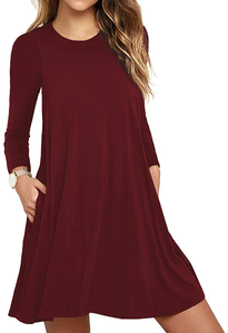 Women's Casual Long Sleeve Swing Dress