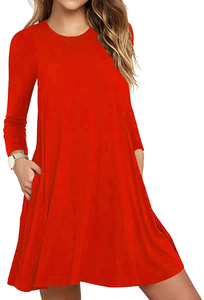 Women's Casual Long Sleeve Swing Dress