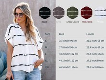 Load image into Gallery viewer, Women&#39;s V Neck Striped Loose Tee Tops