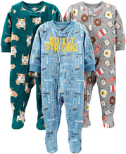 Load image into Gallery viewer, Simple Joys Toddler Boys&#39; 3-Pack Loose Fit Fleece Footed Pajamas